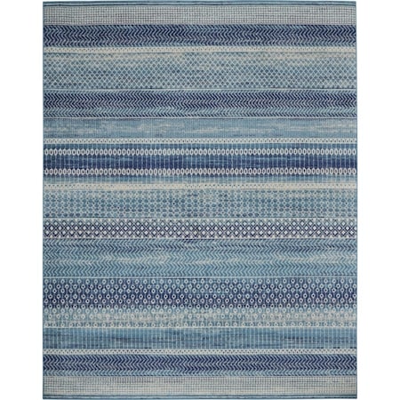Palacedesigns 8 x 10 ft. Navy Blue Ornate Stripes Area Rug PA3656848